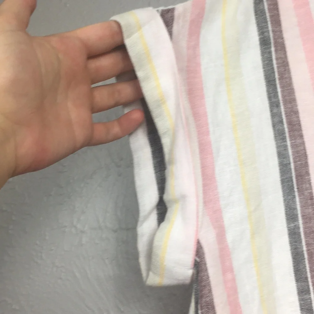 Sanctuary Striped Pastel Short Sleeve Tie Shirt